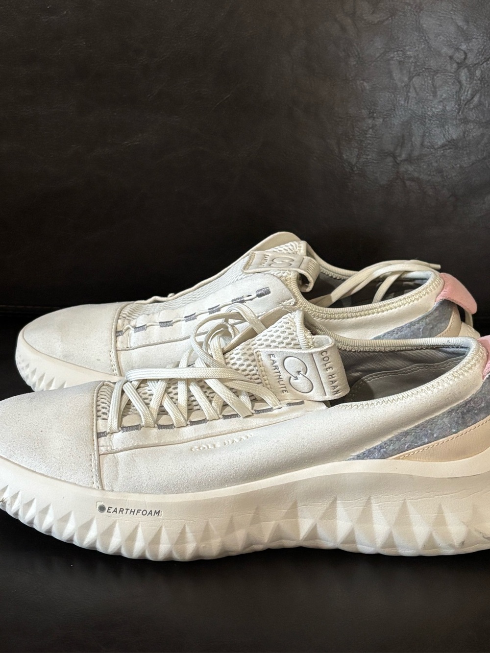 Cole Haan White and Pink Earthfoam Slip-On Sneakers